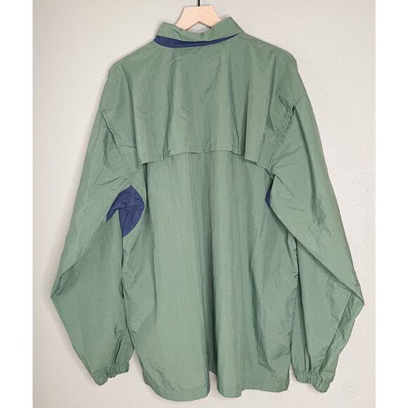 Catalina Mens Golf Windbreaker Green Pullover Jacket 1/4 Button Vented Back L - Picture 2 of 6